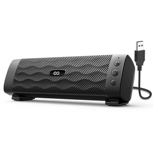 USB Speaker Computer PC Mini Soundbar Wired Stereo Desktop for ith Inline Volume Contro Office for Laptop Black Audio 2.0 channe