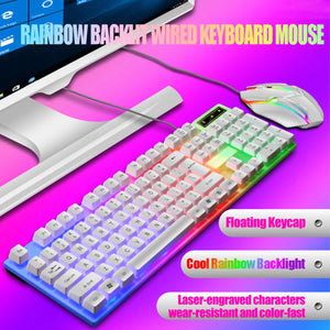 104 Keys Wired Gamer Keyboard and Mouse Set Colorful LED Backlit Keyboard USB Gaming Keyboard Gaming Mouse for Laptop PC